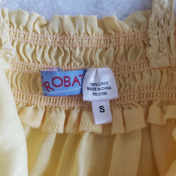 ACROBAT Crochet Empire V Neck Sleeveless Tunic Yellow Top SZ S - Picture 14 of 14